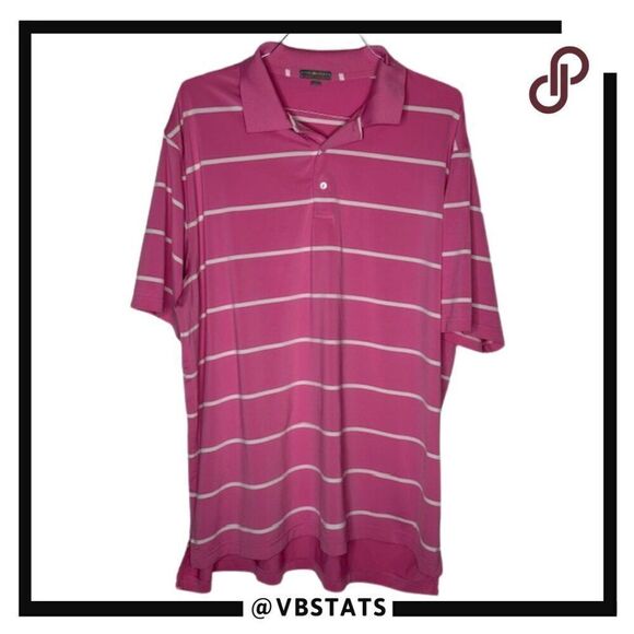 Peter Millar Pink and White Striped Summer Comfort SS Polo Shirt in Size XXL - Picture 1 of 5